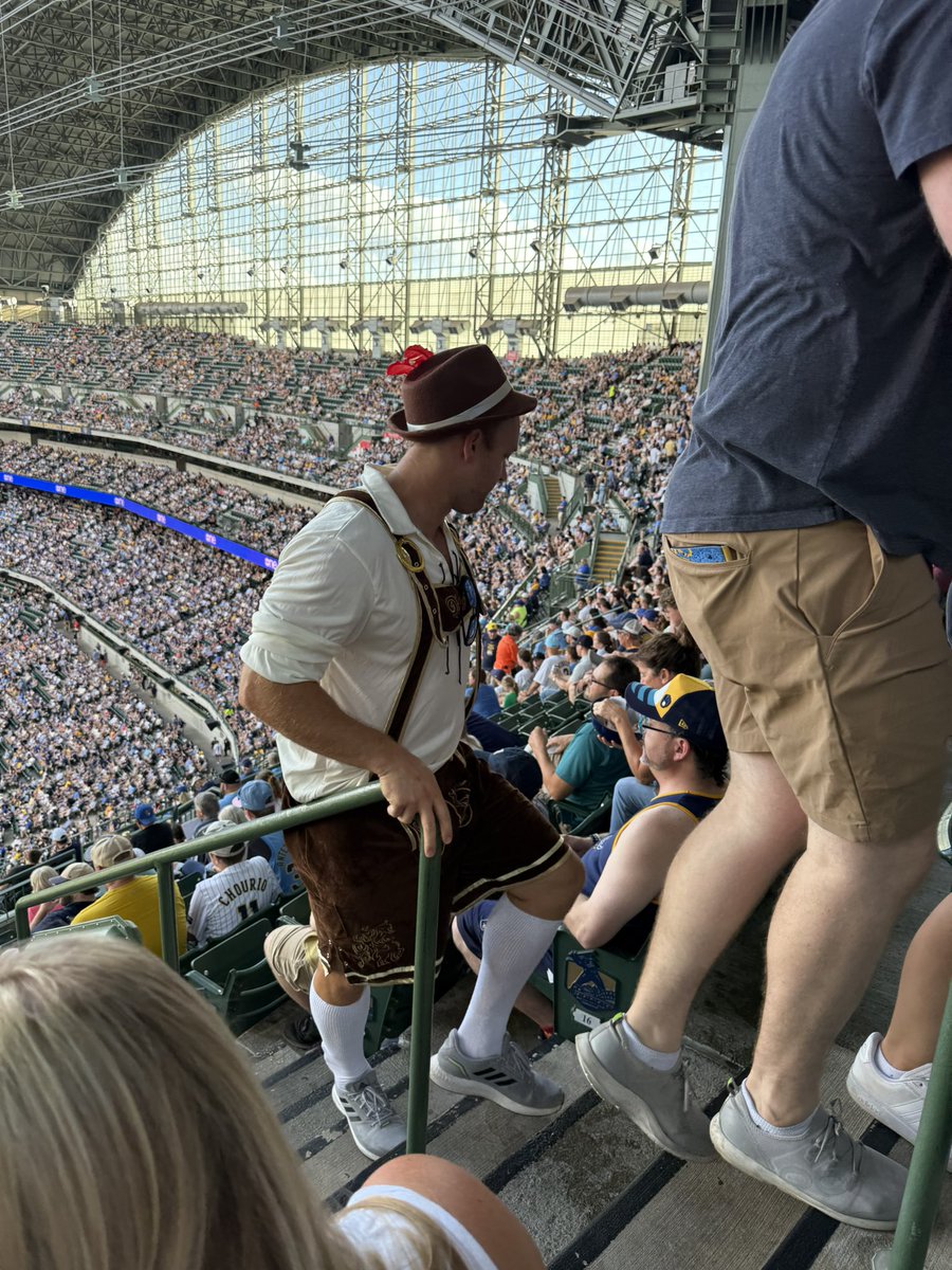 BlakeWeiner's tweet image. Lederhosen at the ballpark. What do we think about this play? @CouldBeTheMove