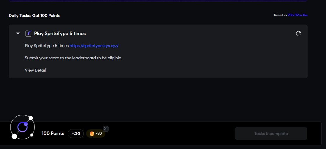 vstampede40's tweet image. Complete your daily tasks! Play SpriteType 5 times and submit your score to the leaderboard for 100 points. Don’t miss out! #DailyTasks #SpriteType #Leaderboard spritetype.inys.xyz