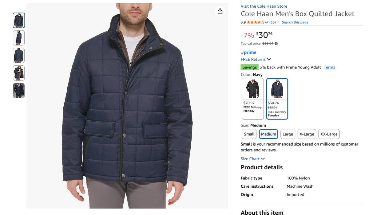 RetailHackr's tweet image. Cole Haan Quilted Jacket for $30.76 (80% Off)

Normally $180+, looks like Barbour

Buy here --&amp;gt; amazon.com/Cole-Haan-Quil…

#ad #deals #clearance #amazon