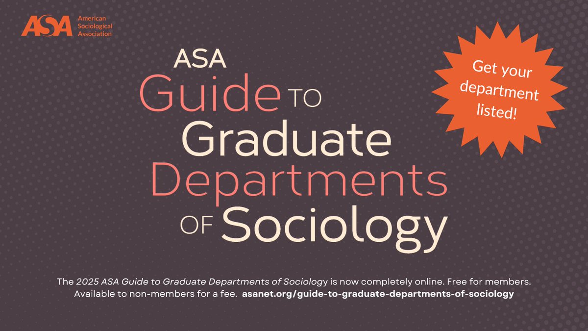 ASAnews's tweet image. Learn about UMass-Boston’s Department of Sociology and Criminology @UMassBoston & other soc depts in the 2025 ASA Guide to Grad Departments of Sociology. Now completely online & free for ASA members. Available for a fee to nonmembers. bit.ly/ASAGradGuide