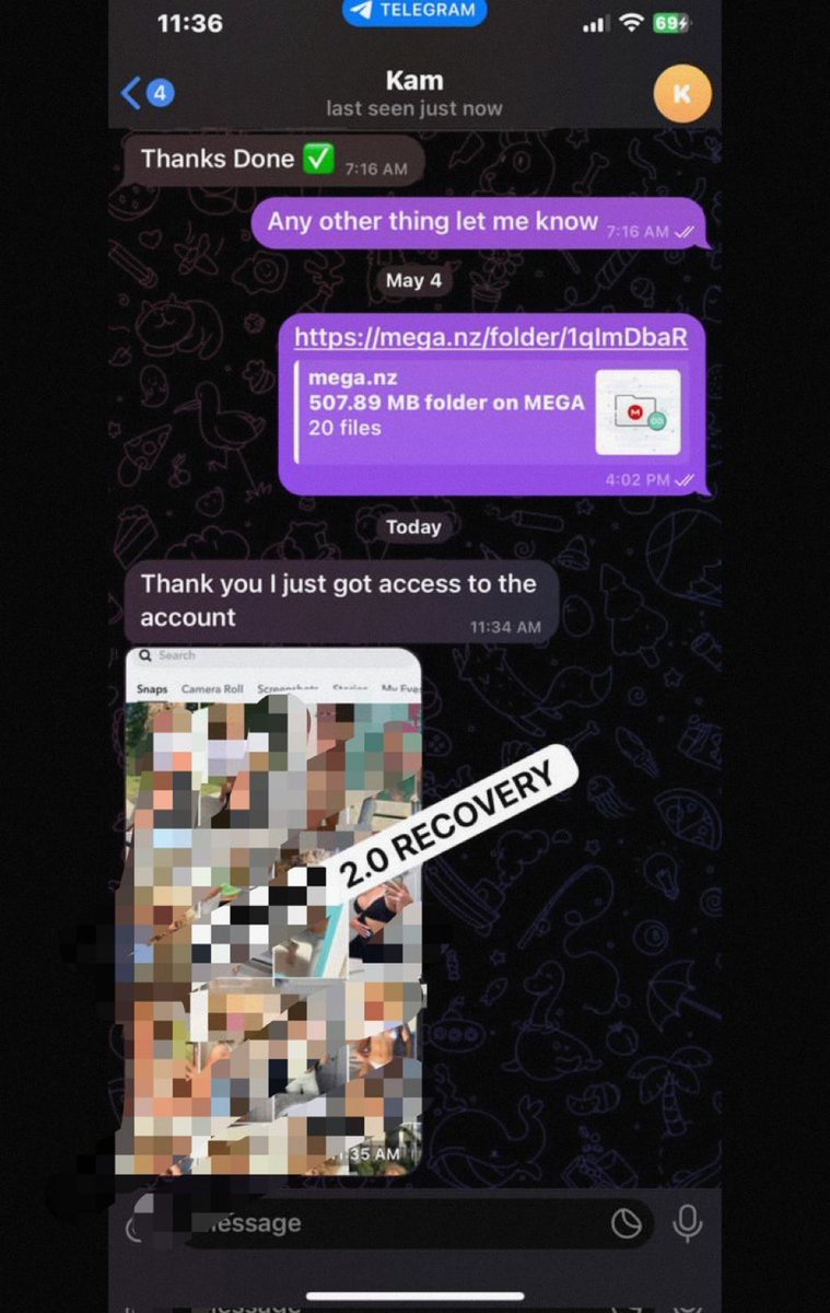 Snapchat hack/leak ?
My eyes only breach ? 
#LaVozArgentina #eskisehir #INDvsENG #BLACKPINK_DEADLINE 

t.me/Davecyber_hack…