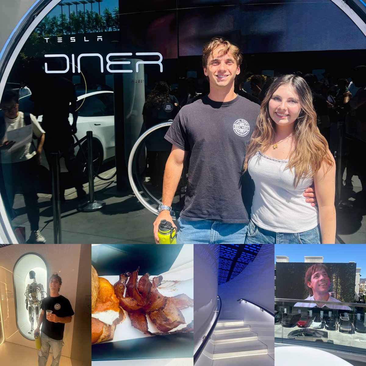 ckeyte546's tweet image. Jaed and her boyfriend at the Tesla Diner.
