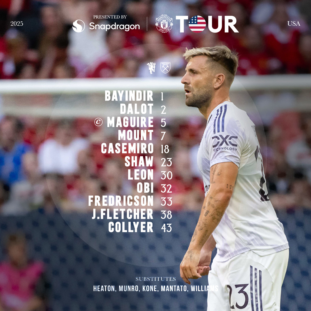 ManUtd's tweet photo. Ruben makes 🔟 changes as we enter the final 20 minutes in New Jersey 🔄