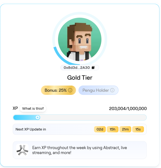 TheGodMurdoch's tweet image. I need more XP on @AbstractChain!
Which tokens, NFTs, and game assets should I buy?
All my XP currently comes from a Small bag in @playgigaverse, which provides significant XP.
Shill me your Abstract Bags!