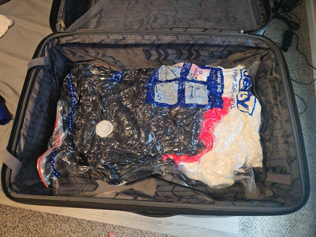 Ill be flying to italy in November to visit several friends who want me to come over.  Ill be taking Sinister with me as well. After barely getting everything into one luggage case. Sinisters builder mention to use a space saver bag. It did the trick and now I have more space