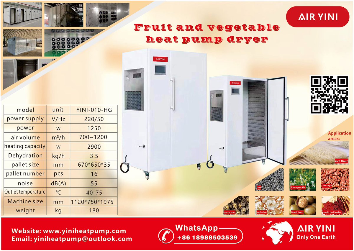 HeatPumpChen's tweet image. 50kg-80kg small heat pump dryer, good drying quality, no need for manual supervision, intelligent control, heat pump drying saves 75% energy than boiler drying.