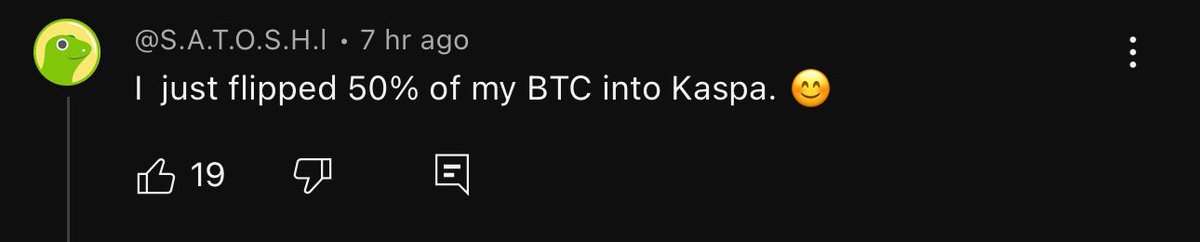 davevw_'s tweet image. I think everyone needs to give a massive pat on the back to @KaspaSilver. You did Kaspa proud, the way you spoke, your knowledge, the whole lot was so well done.
Heres some screenshots from the YouTube comments.
Some are even $BTC maxiis being converted to $KAS
If you haven’t…