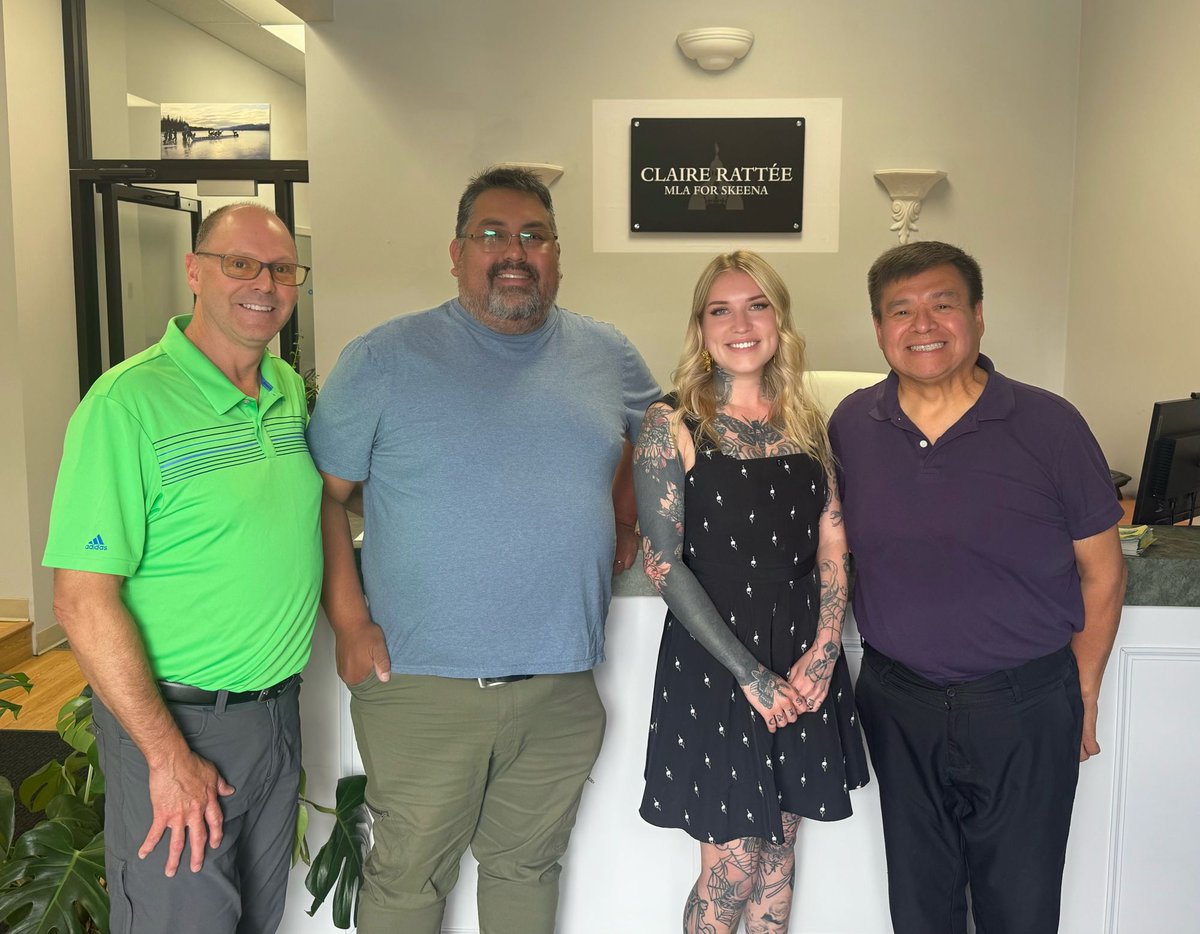 ClaireRattee's tweet image. A productive meeting today with Chief Bennett, Chief Sam, and Darrin. I’m grateful for their leadership, dedication, and all the hard work they do to advance our region and stand up for the people of Skeena.
When we work together, there’s nothing we can’t achieve. I truly…