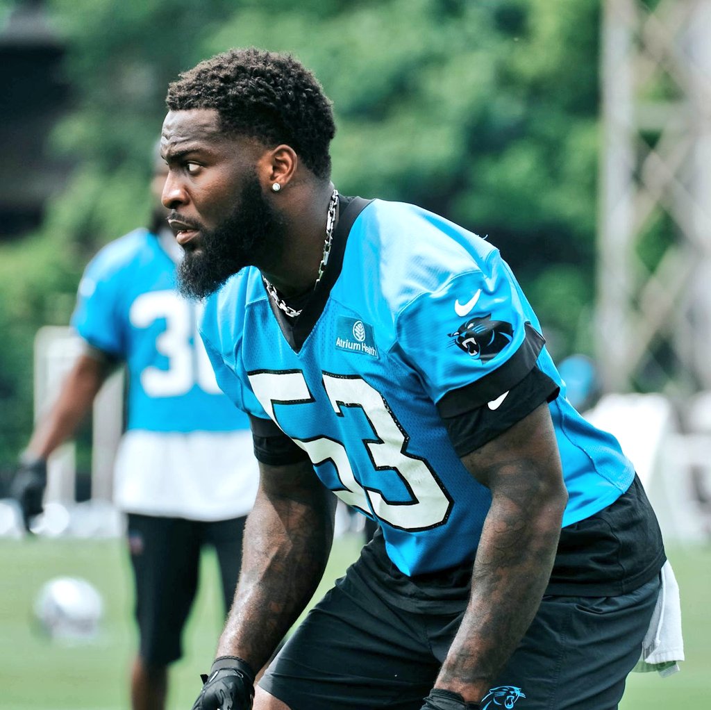 Claudin Cherelus 'LB' from Alcorn State during Carolina Panthers training camp practice 
Thx-Panthers