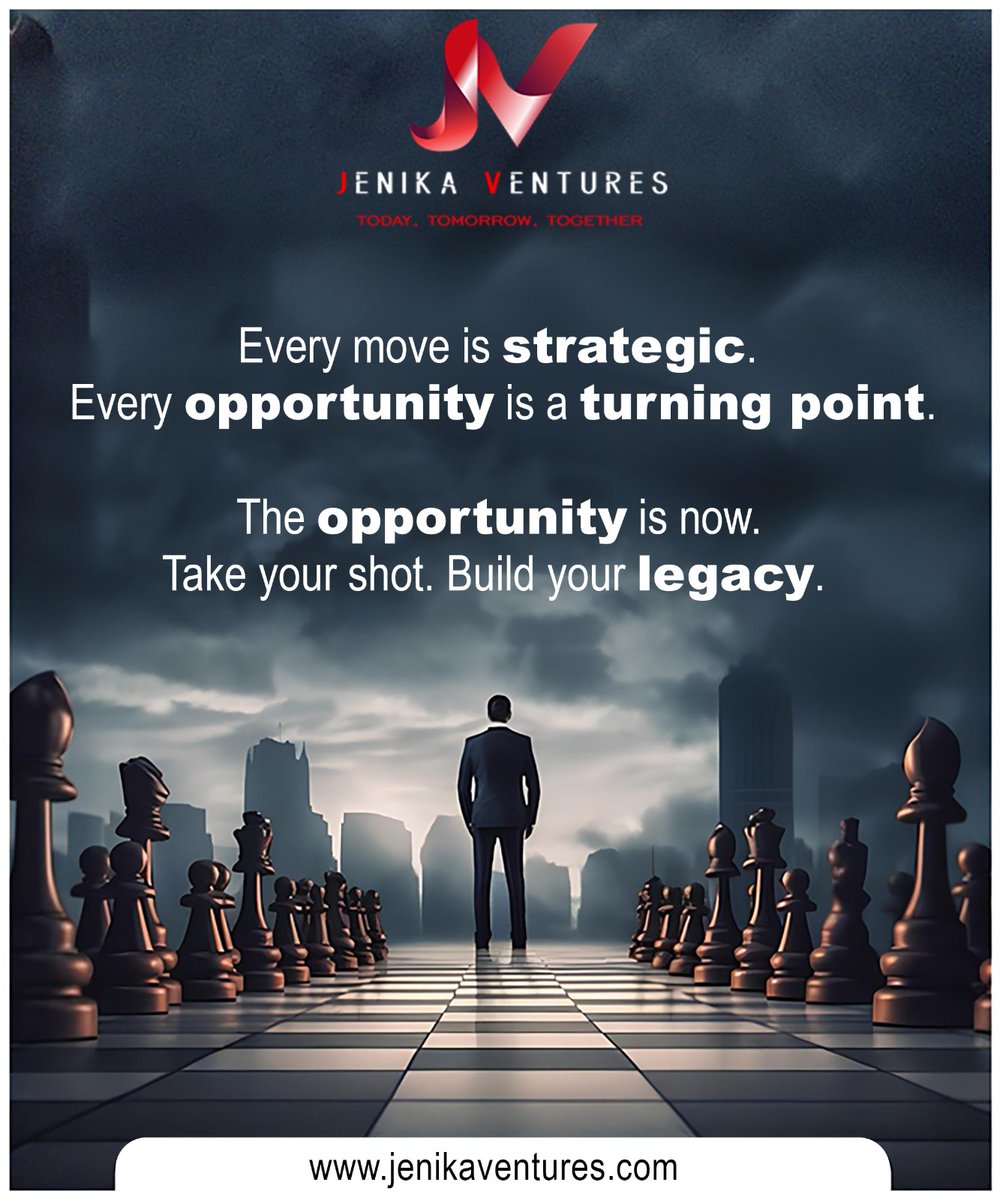 JenikaVentures's tweet photo. ♟ What if your next move could change everything?

At Jenika Ventures, we don’t play to participate. We play to build legacies.
#jenikaventures #StrategicMoves #LegacyBuilders #RealEstateWithPurpose #WinningMoves #BuildYourLegacy #RealEstateGame #SmartInvestments #NextBigMove https://t.co/GxkgCSIju8