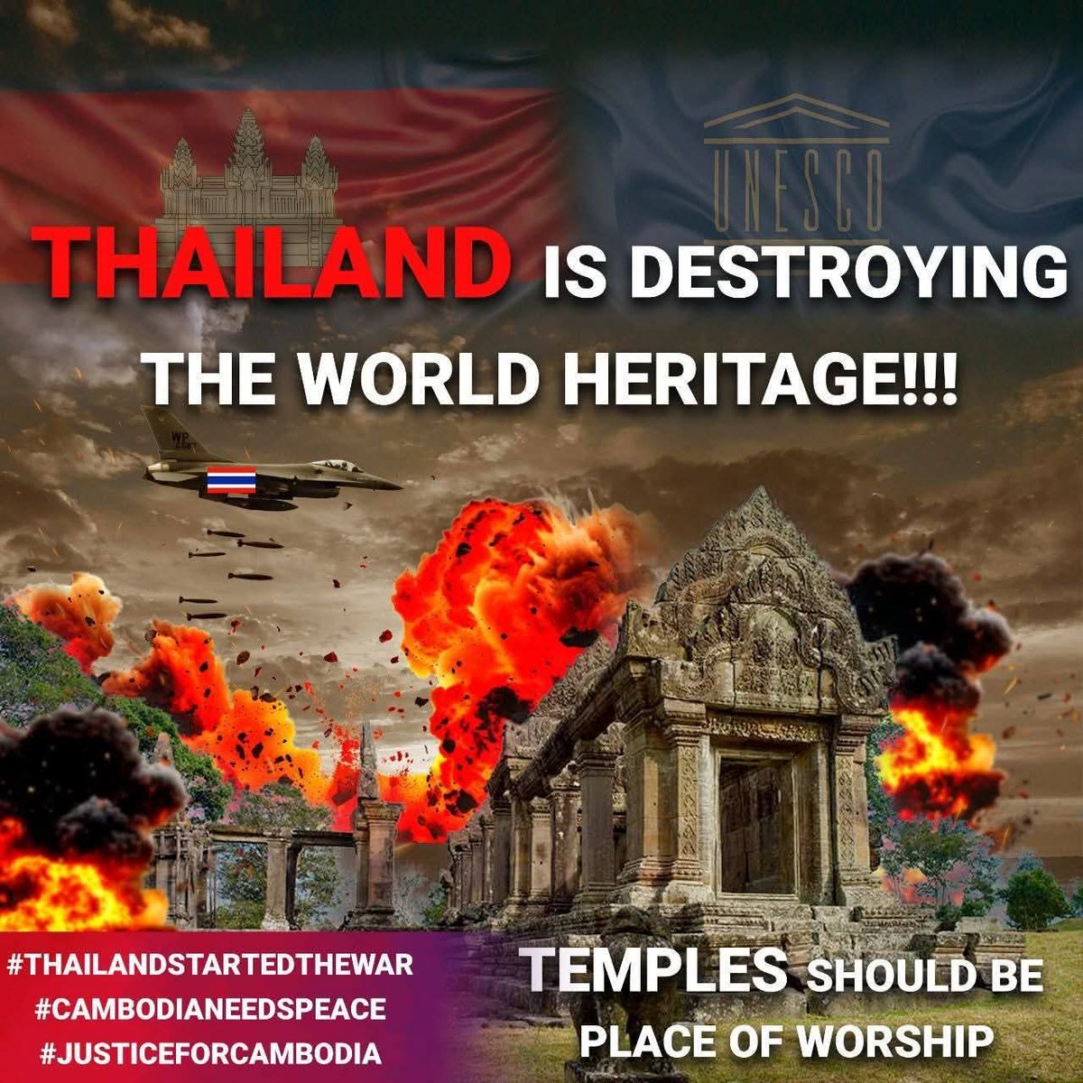 terry_pheaa's tweet image. We urgently request swift investigation and immediate action regarding the damage to the Preah Vihear Temple, a @UNESCO World Heritage Site,  attacked by Thai military forces. Such acts are unacceptable and deeply troubling .

JUSTICE FOR CAMBODIA 

#ThailandInvadedCambodia