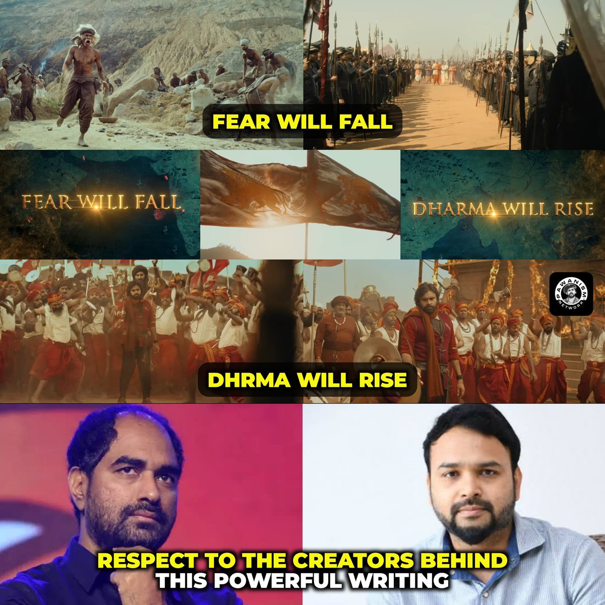 PawanismNetwork's tweet image. FEAR WILL FALL
DHARMA WILL RISE 👌
#HariHaraVeerMallu #BlockBusterHHVM