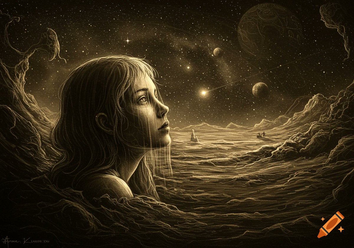 Shyamal83663415's tweet image. X-poetry 271
The blue above
is bathed in tears
forbidden teats of love
that comes
every night
in me
with the stars
I have said - no
to the Pole Star
so that it does not guide
the ship
to the harbour
I don't want him to know
An illicit love
so pure
©Shyamal K' Das
#vss365