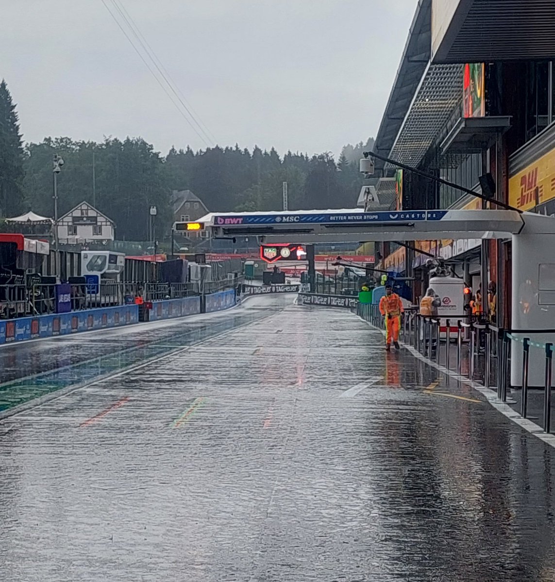 Heavy rain overnight at Spa, and it's still raining now - and expected to hang around for most of the day...: