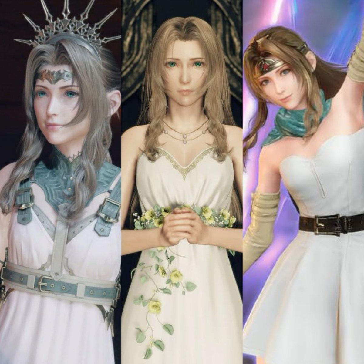 Aerisinthewild's tweet image. I find it interesting they chose a character with similar outfits to Aerith's NPTK dress which is actually the base gown for Loveless' Rosa & she's playing the princess again.
It's almost like they're trying to tell us something...