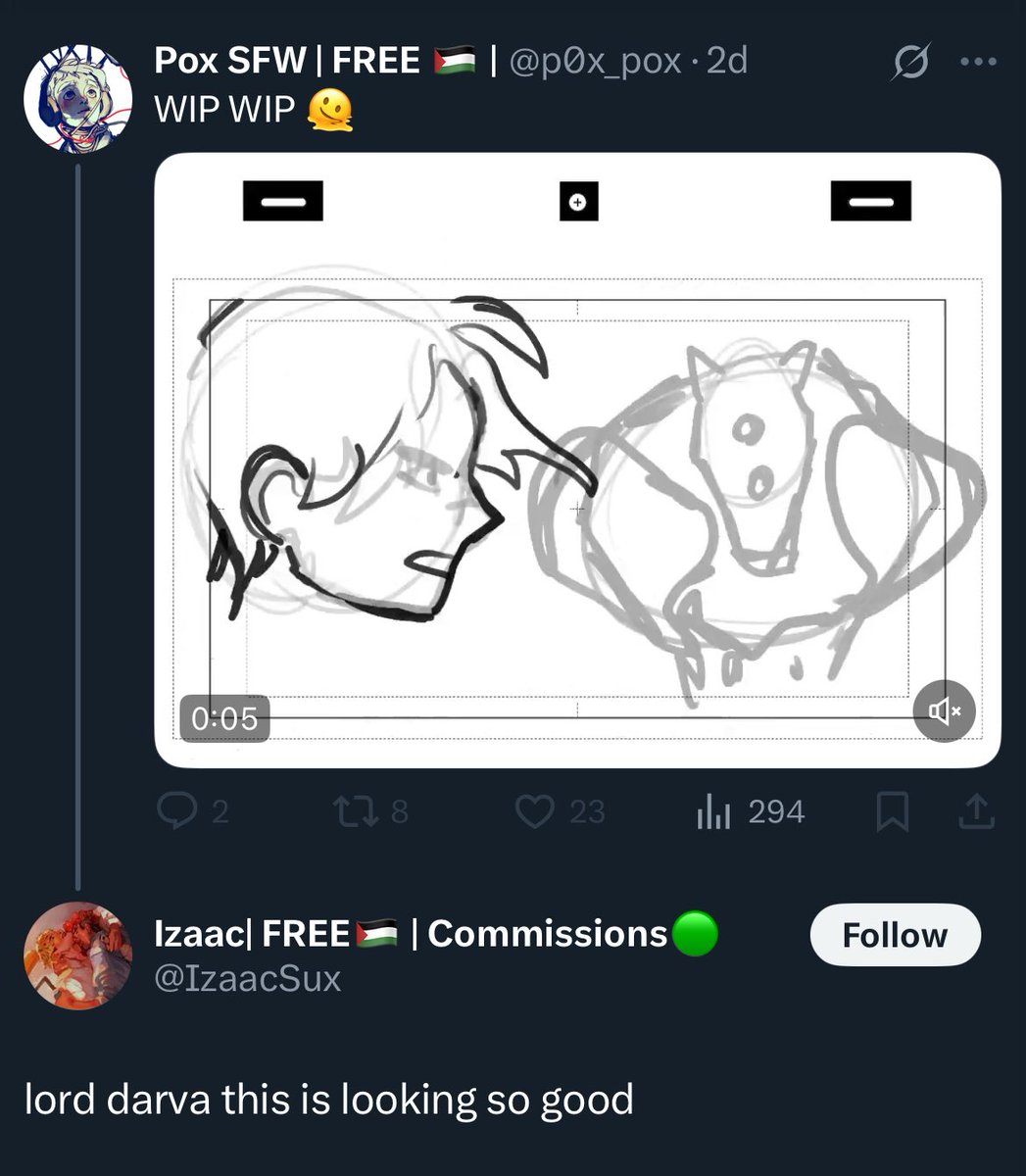 I know in her head <a href="/IzaacSux/">Izaac| FREE🇵🇸 | Commissions🟢</a> is thinking to herself “this is so shit but he’s my friend so..” 

i don’t think even izaac could watch that garbo and genuinely glaze it like this 😭