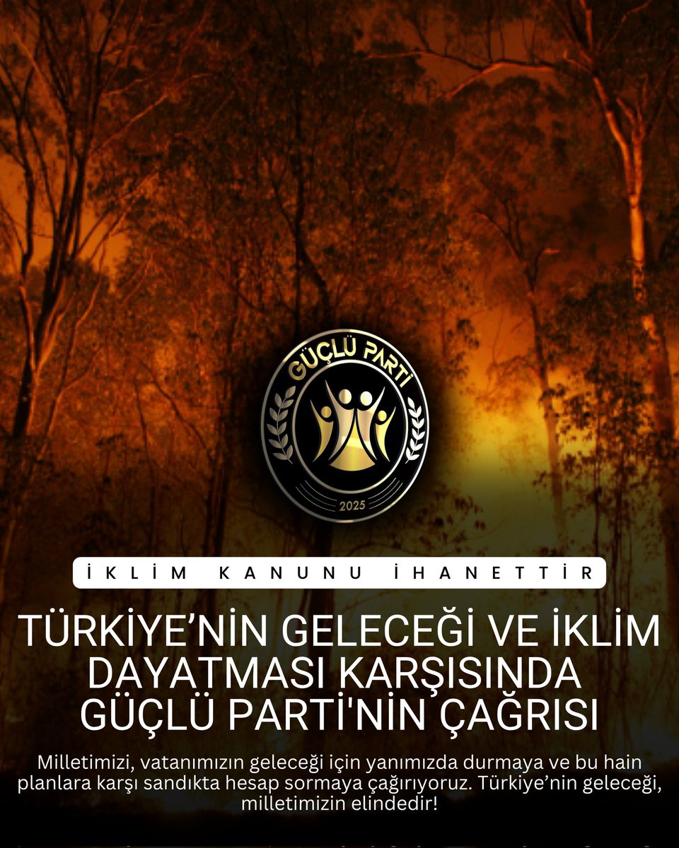 Türkiye’nin Geleceği ve İklim Dayatması Karşısında Güçlü Parti’nin Çağrısı! 
Birleşmiş Milletler’in (BM) hazırladığı bir rapora göre, 2030 yılına kadar Türkiye’nin %88’inin çölleşme riskiyle karşı karşıya olduğu iddia edilmektedir. Ancak, bu raporun ve “iklim değişikliği”