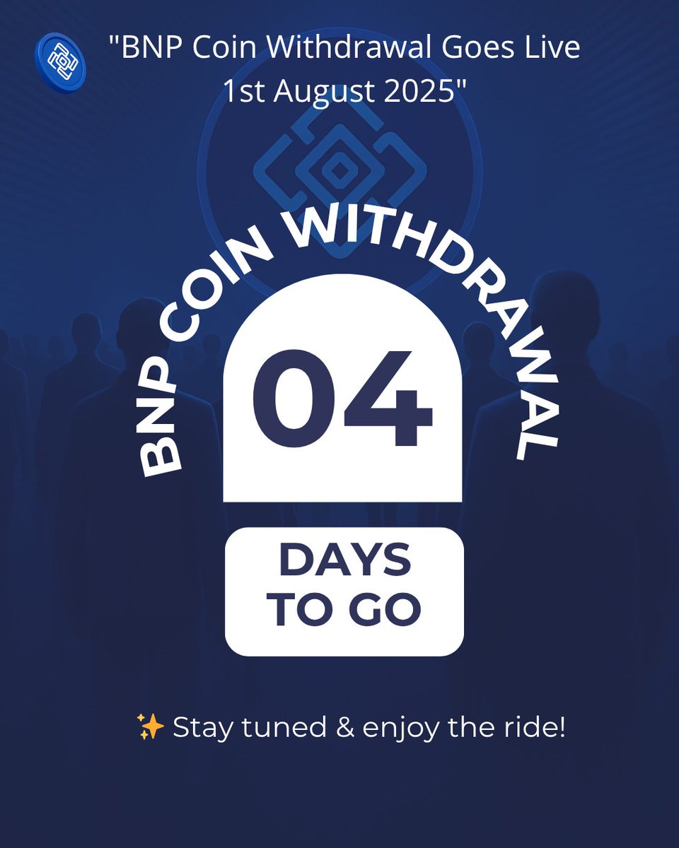 🚨 JUST 4 DAYS LEFT! 🔥
⏳ The wait is almost over — $BNP coin withdrawals go LIVE in just 4 days!
Get ready to unlock your crypto freedom! 🚀
#BNPWithdrawal #CryptoNews #4DaysToGo #BNPToTheMoon