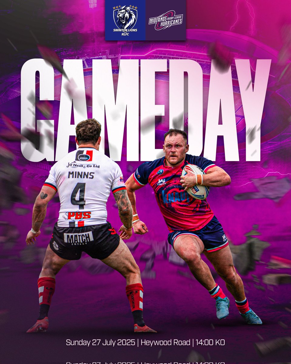 HurricanesRLFC's tweet image. 🦁🆚🌀 | GAME DAY! GAME DAY!
🪜 | 3rd vs 4th with all to play for as the race heats up for a Super 8s spot.
COME ON YOU CANES!
🆚 | @Swinton_Lions
🕑 | 2pm KO
🏟️ | Heywood Road, Sale
#DARETODREAM
