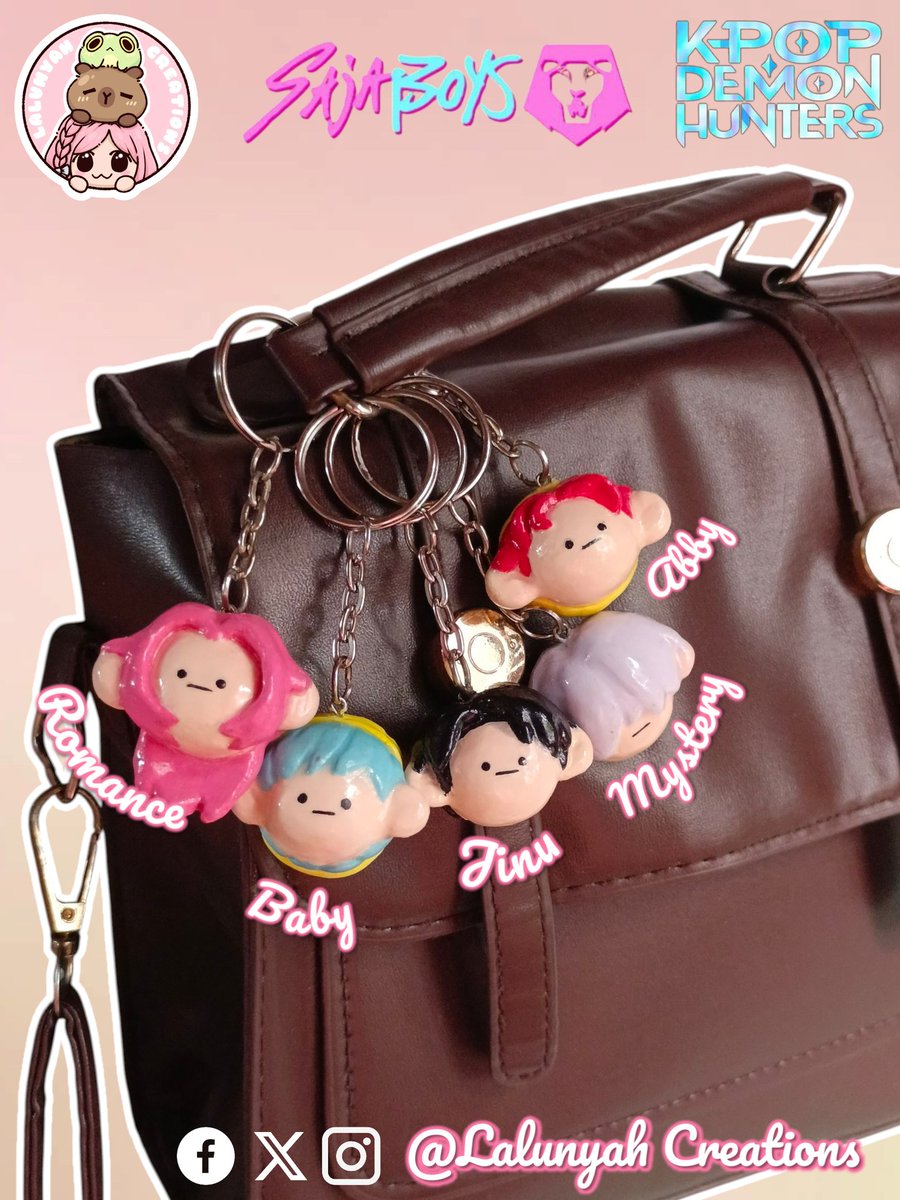 Lalunyah_Create's tweet image. ✨KPOP DEMON HUNTER KEYCHAINS✨

Dropping some HUNTRIX &amp;amp; SAJA BOYS handmade clay keychain. I can do custom keychains of your fave characters as well ~

✉️ For inquiries and custom orders, message me directly! 

#claykeychain #handmade #art #KPOPDEMONHUNTERS