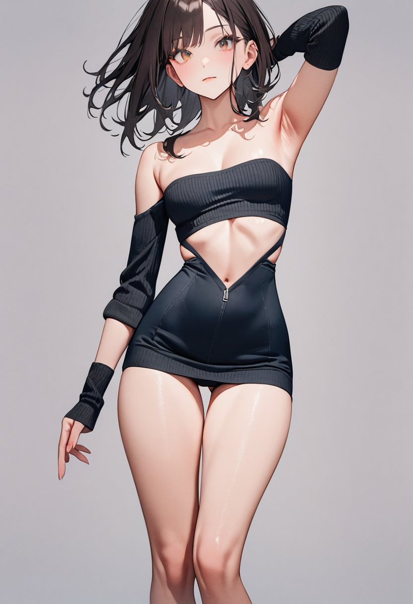 Novpracd1's tweet image. ありそうでなさそうなデザインのオフショルドレス🖤

ジッパーでおへそを見せてるのが可愛い🎶