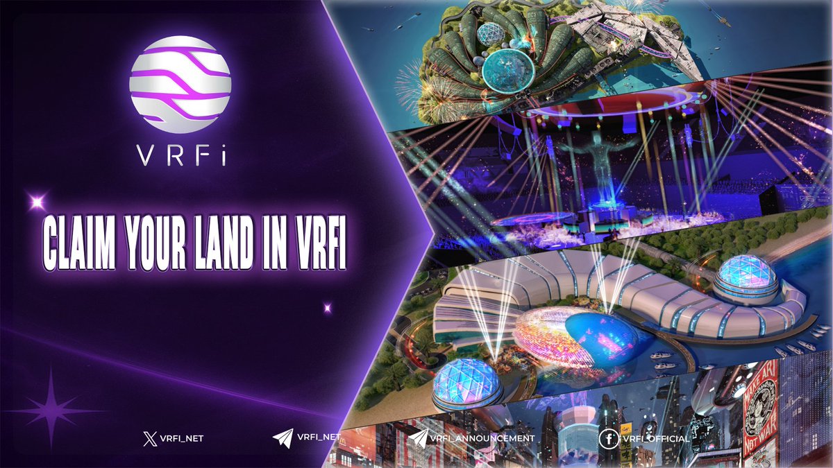 VRFi_net's tweet photo. 🥳 Welcome to VRFI Island! 🥳
✨ Own your own land and unleash your creativity to build anything you dream of.
✨ Get your land here 👉: https://t.co/GIhKojaTI0
💥 Start now – before someone else claims your city!
#VRFI https://t.co/h6iF3dPq9R