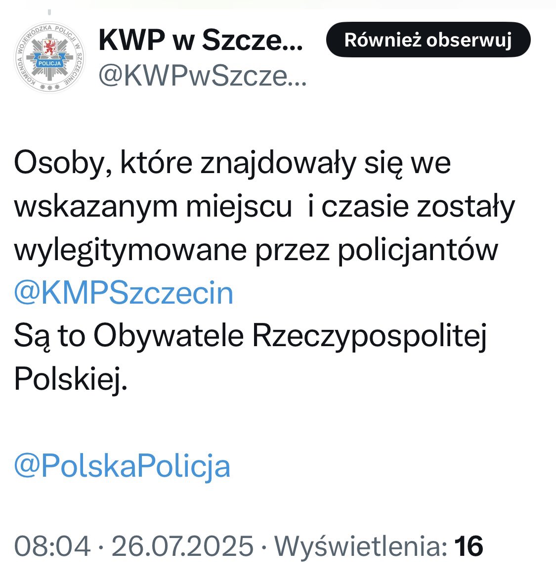Jacek Dobrzyński (@jacekdobrzynski) on Twitter photo Panie <a href="/DariuszMatecki/">Dariusz Matecki</a>, znowu rozsiewa pan fake newsy. Funkcjonariusze <a href="/KWPwSzczecinie/">KWP w Szczecinie</a> już wcześniej wylegitymowali siedzące pod tym drzewem osoby. To perfidne kłamstwo sugerowane przez pana, że jest to jakaś „masowa migracja”, tam odpoczywali rdzenni Polacy z dziada pradziada. Panie <a href="/DariuszMatecki/">Dariusz Matecki</a>, znowu rozsiewa pan fake newsy. Funkcjonariusze <a href="/KWPwSzczecinie/">KWP w Szczecinie</a> już wcześniej wylegitymowali siedzące pod tym drzewem osoby. To perfidne kłamstwo sugerowane przez pana, że jest to jakaś „masowa migracja”, tam odpoczywali rdzenni Polacy z dziada pradziada.
