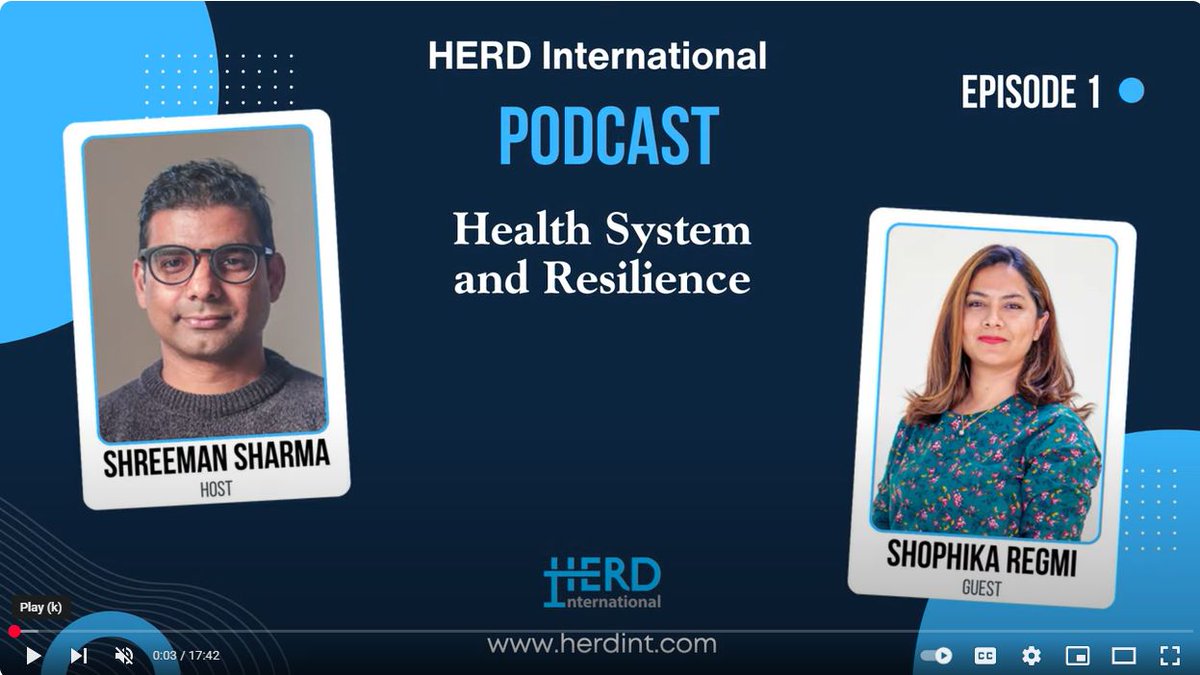 ReBUILDRPC's tweet image. 🎙️@HERDIntl has launched a new podcast series!
Episode 1 – Health Systems and Resilience – features ReBUILD’s @shophikaregmi who chats about #Nepal's health system, its components & what a strong, resilient health system looks like.
▶️bit.ly/40t30Ky