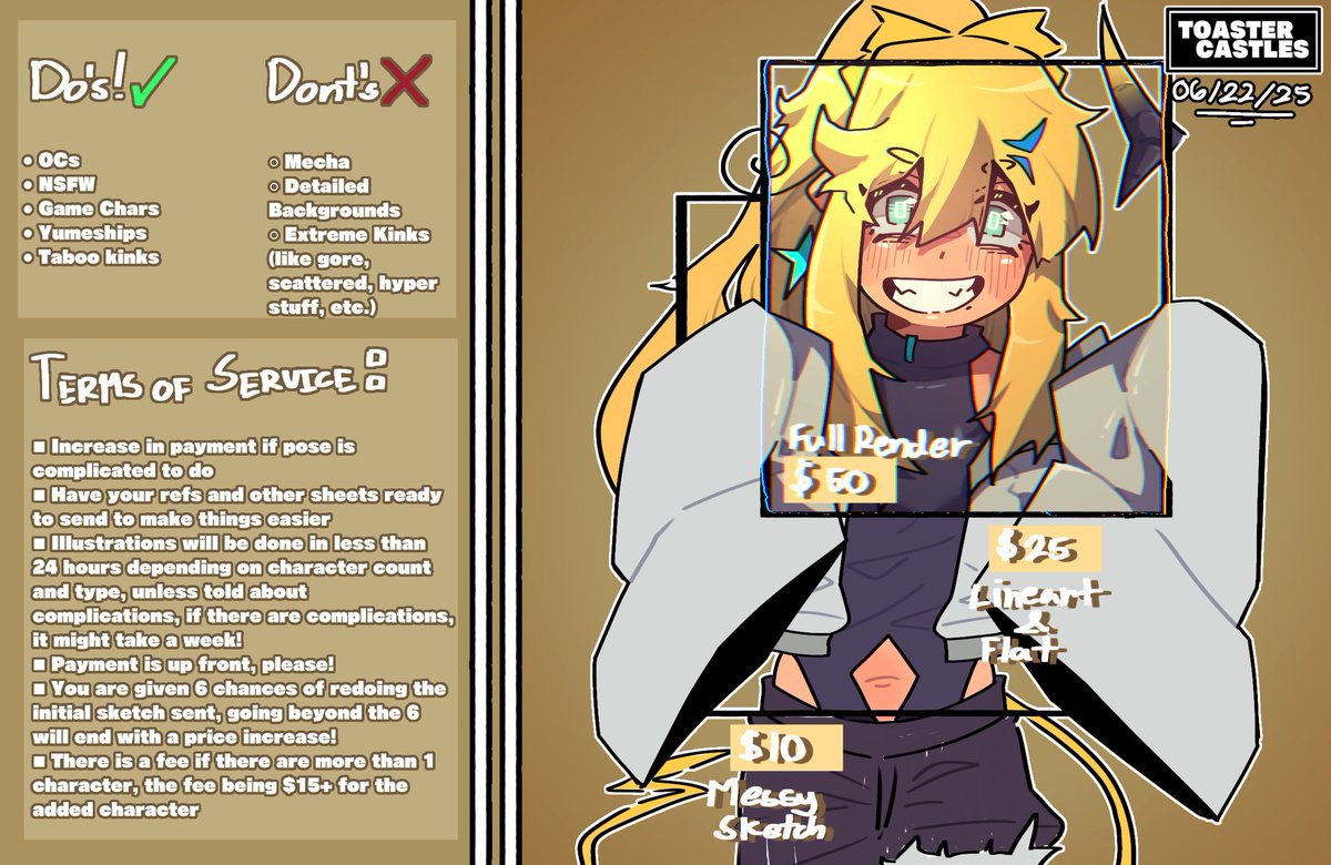 ToasterCastles's tweet image. Comimi open, 4 slots available!
#commissionsopen #Commission