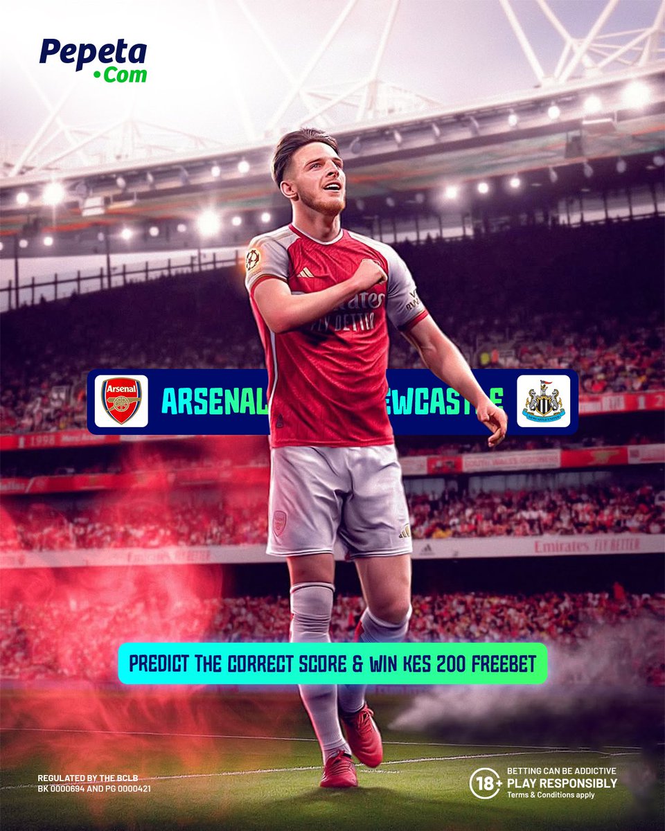Pepeta (@pepeta_bet) on Twitter photo Pre-season imeshika kushika, na mechi ya leo ni moto π₯
Arsenal face Newcastle for a friendly. Wekeza as soon as now π
Predict the CORRECT SCORE and WIN Ksh 200/= FREE BET
π»π¬πΉπ΄πΊ π¨π΅π« πͺπΆπ΅π«π°π»π°πΆπ΅πΊ:
1. You MUST SHARE this post.
2. One comment/answer per Pre-season imeshika kushika, na mechi ya leo ni moto π₯
Arsenal face Newcastle for a friendly. Wekeza as soon as now π
Predict the CORRECT SCORE and WIN Ksh 200/= FREE BET
π»π¬πΉπ΄πΊ π¨π΅π« πͺπΆπ΅π«π°π»π°πΆπ΅πΊ:
1. You MUST SHARE this post.
2. One comment/answer per