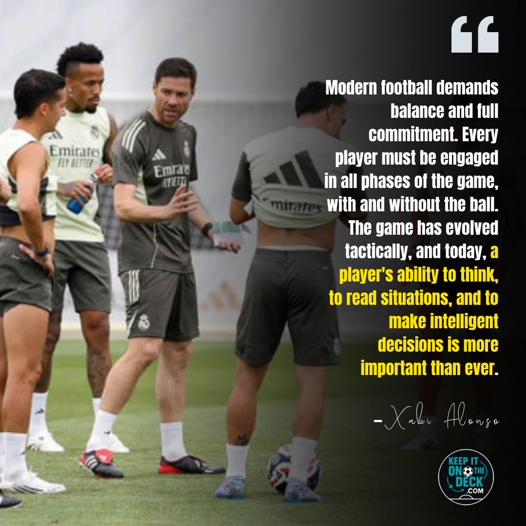 🧠🧠A thinking game

"A player's ability to think, to read situations, and to make intelligent decisions is more important than ever"

- Xabi Alonso