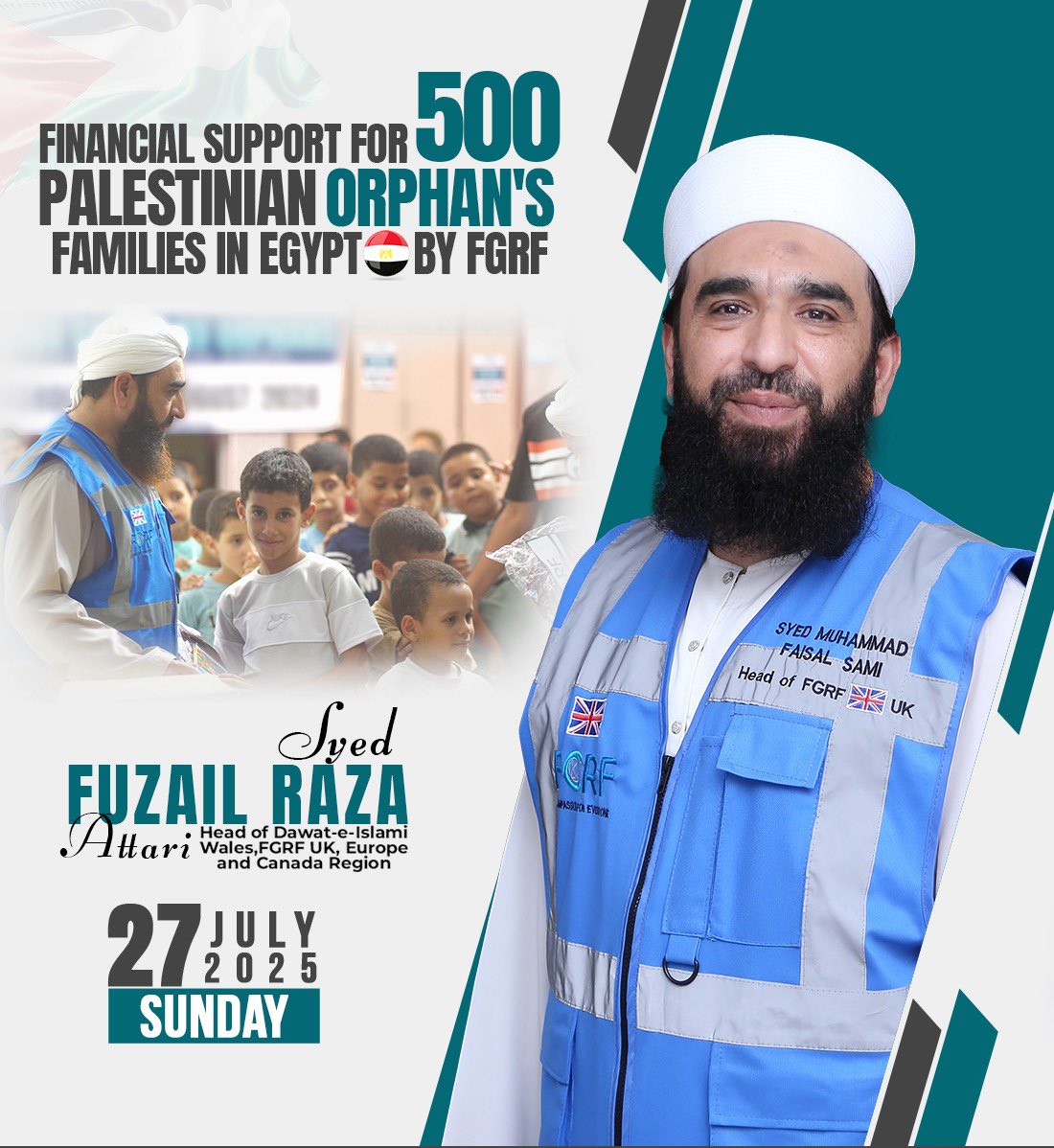 MAB_Sultan's tweet image. A ray of hope for Palestinian orphaned families | Egypt
On July 27, 2025, FGRF Dawateislami will distribute cash aid to *500* Palestinian 🇵🇸 orphaned families