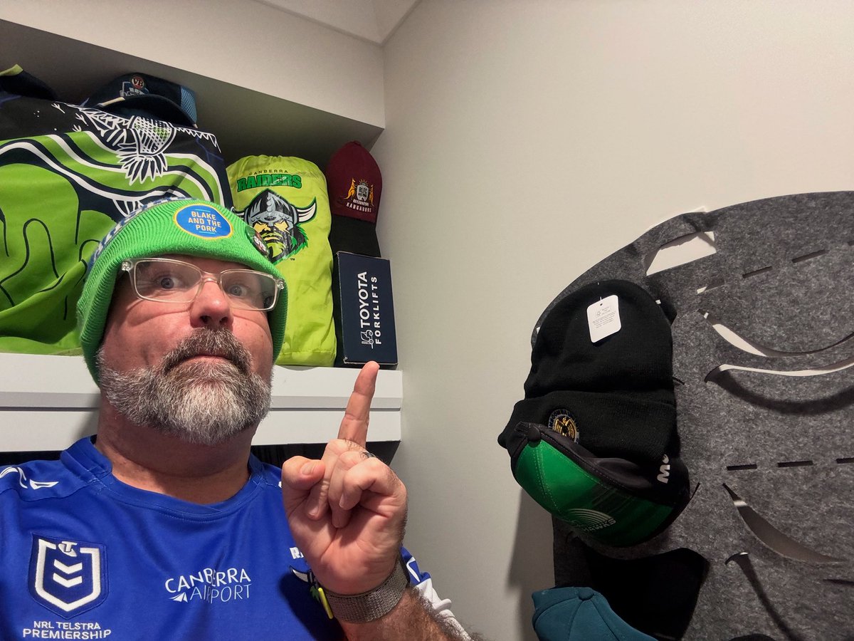 NoShins81's tweet photo. #VictoryBeanie great 60 minute performance once again, awesome second half!!!
#WMNLA #ForkYeah #WeAreRaiders #NRL 
@blakeandthepork #Winfluencer

@ToyotaForklift send me a hat, I have a couple of empty spaces 😂💚 https://t.co/k4yS5ySpQk