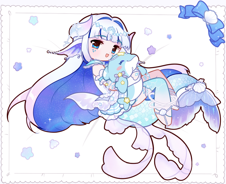 Feeshys's tweet image. My little pet, the baby dolphin Flip! 🩵🫧
🎨by cutie @sugarcreambunny !