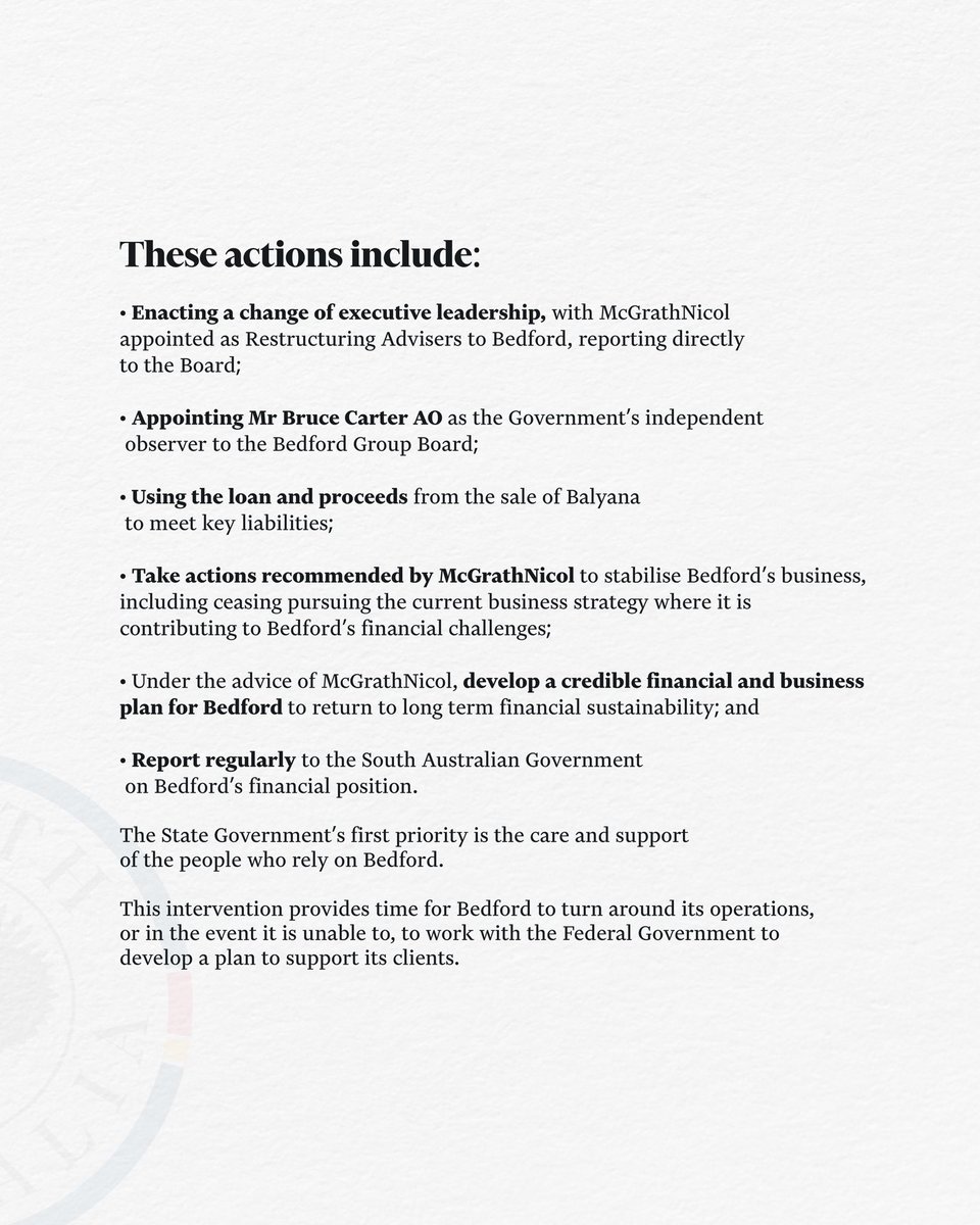 PMalinauskasMP's tweet image. I know people have been worried about the situation about Bedford and I can now update you that Bedford will NOT be placed into voluntary administration and will be operating on Monday.
A $15m support package from the South Australian Government represents the best chance for…