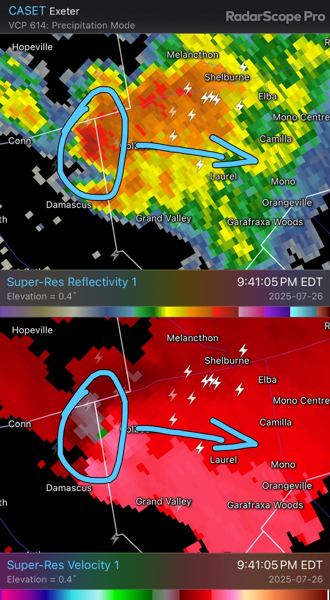 StormhunterTWN's tweet image. Definitely some rotation on there, but it does look like that area of the storm will travel over relatively empty land. #onstorm