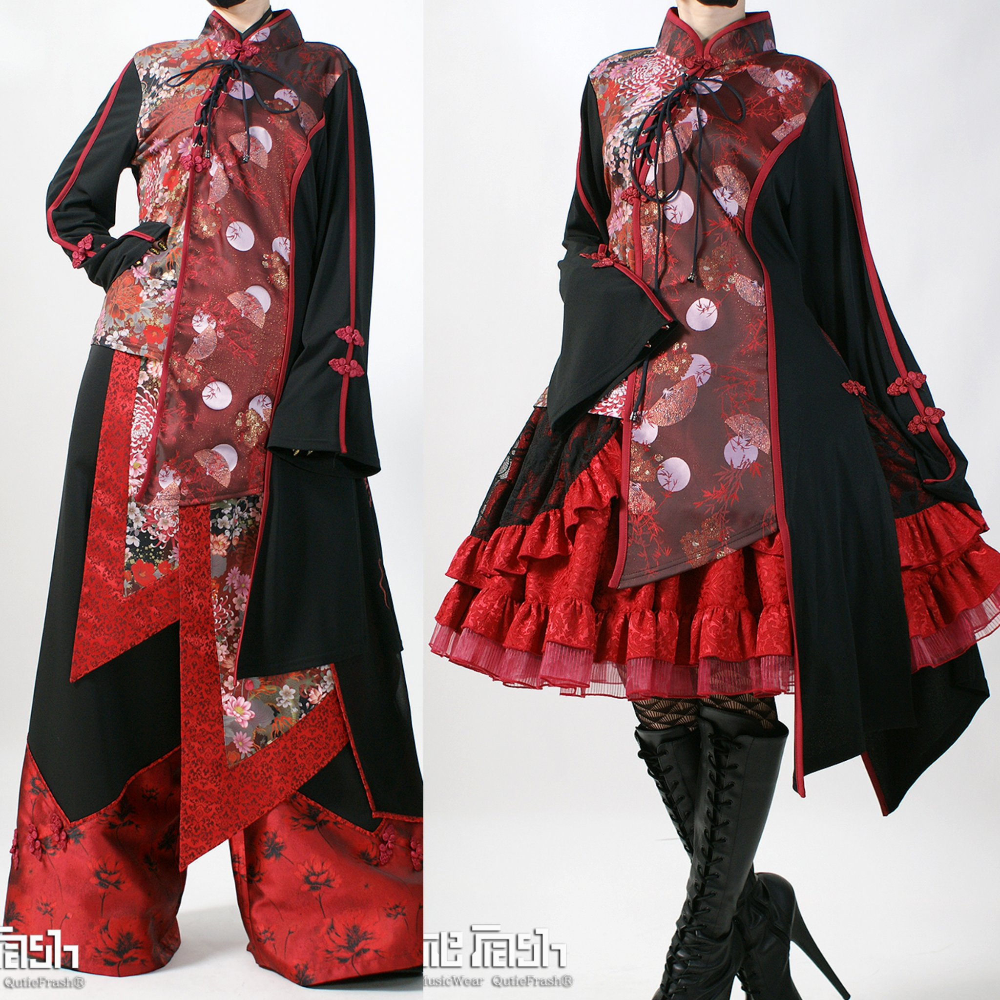 QutieFrash 赤 花柄 オフショルダー チュニック 花柄オフショルダーチュニック フリーサイズ - メルカリ