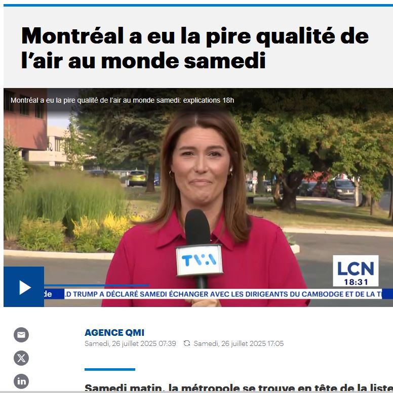 Charlesvoicema1's tweet image. Sorry the world, but once again Montréal is number 1!
Yes!!!
(Cue Queen: We Are The Champions)
Yes... we are the champions for the worst air quality in the world... oh well, a bit like the Sussexes, you gotta take your plaudits when you can! At least we didn't pay for it...…