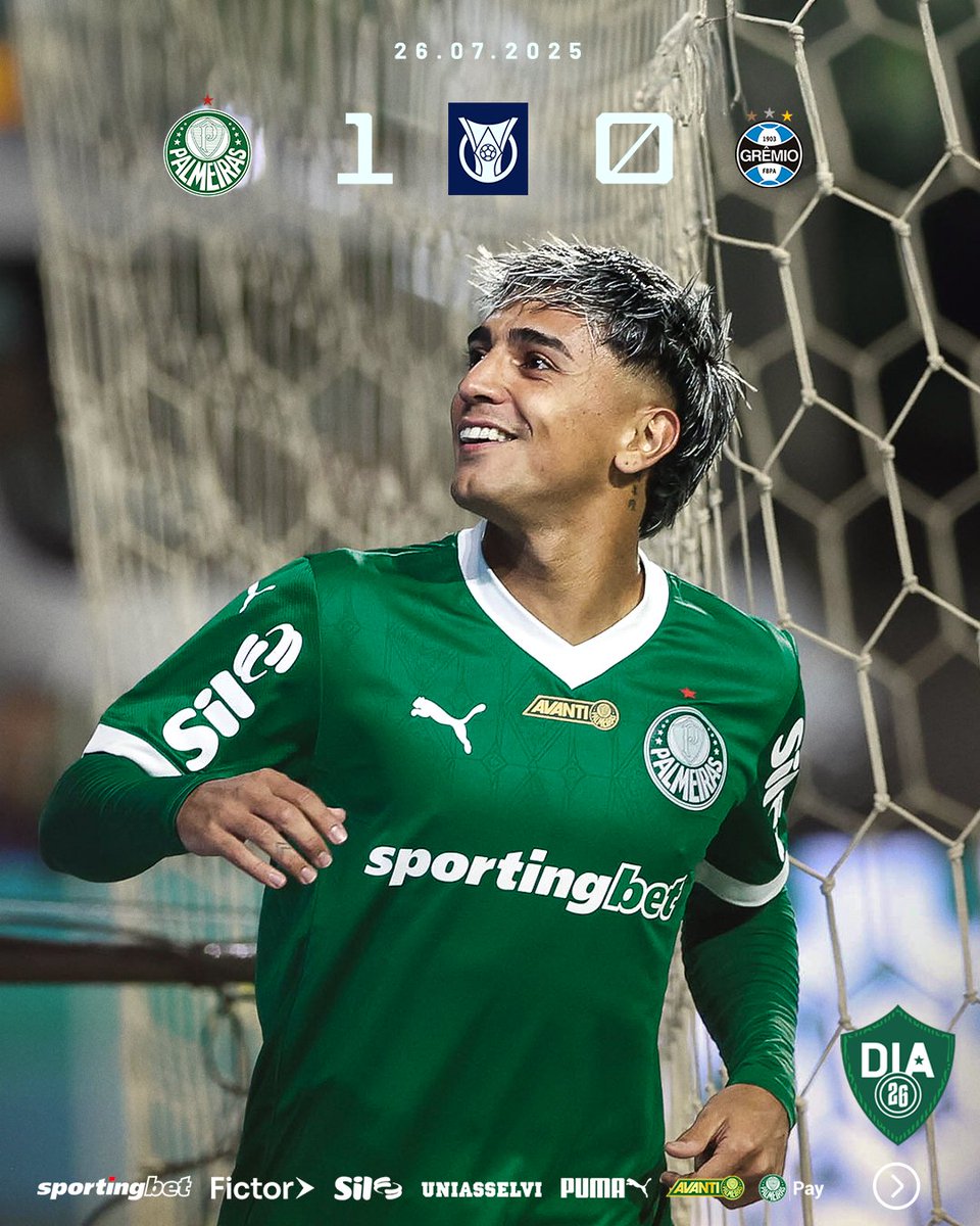 ANOTA MAIS TRÊS PONTOS NA CONTA! É A TERCEIRA VITÓRIA SEGUIDA NO @BRASILEIRAO! 💚🤍

🏆 Palmeiras 1x0 Grêmio
⚽ Facundo Torres

#DiaMaisVerde