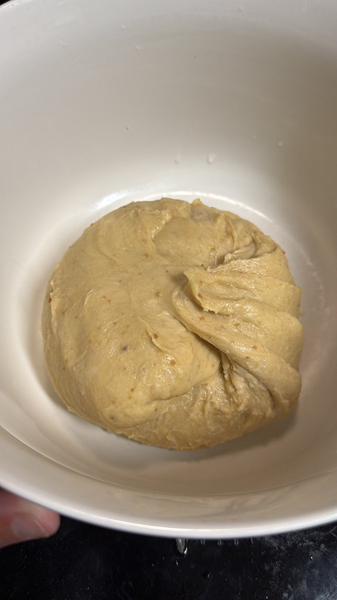 _donutninja's tweet image. Sourdough Marizotti dough is coming along. Just did the stretch and fold. Will check on it in 3-4 hrs and if it’s doubled it will go into the fridge for 8-12hrs. The dehydrated orange peel makes it smell amazing!