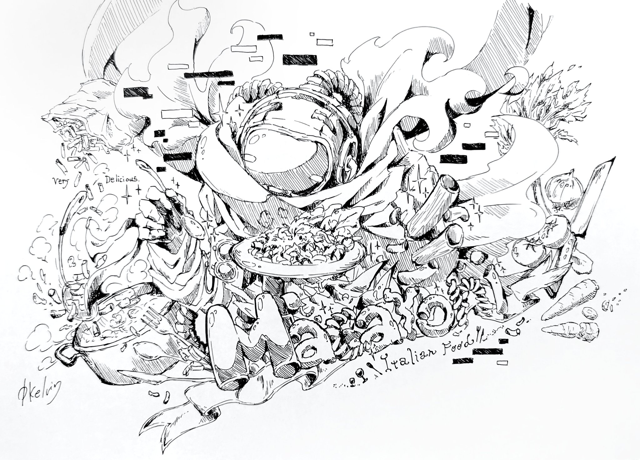 自分が描いた絵1 ZOKU SHINGOは楳図かずおのシン黙示録なのではないか｜ラクガキ