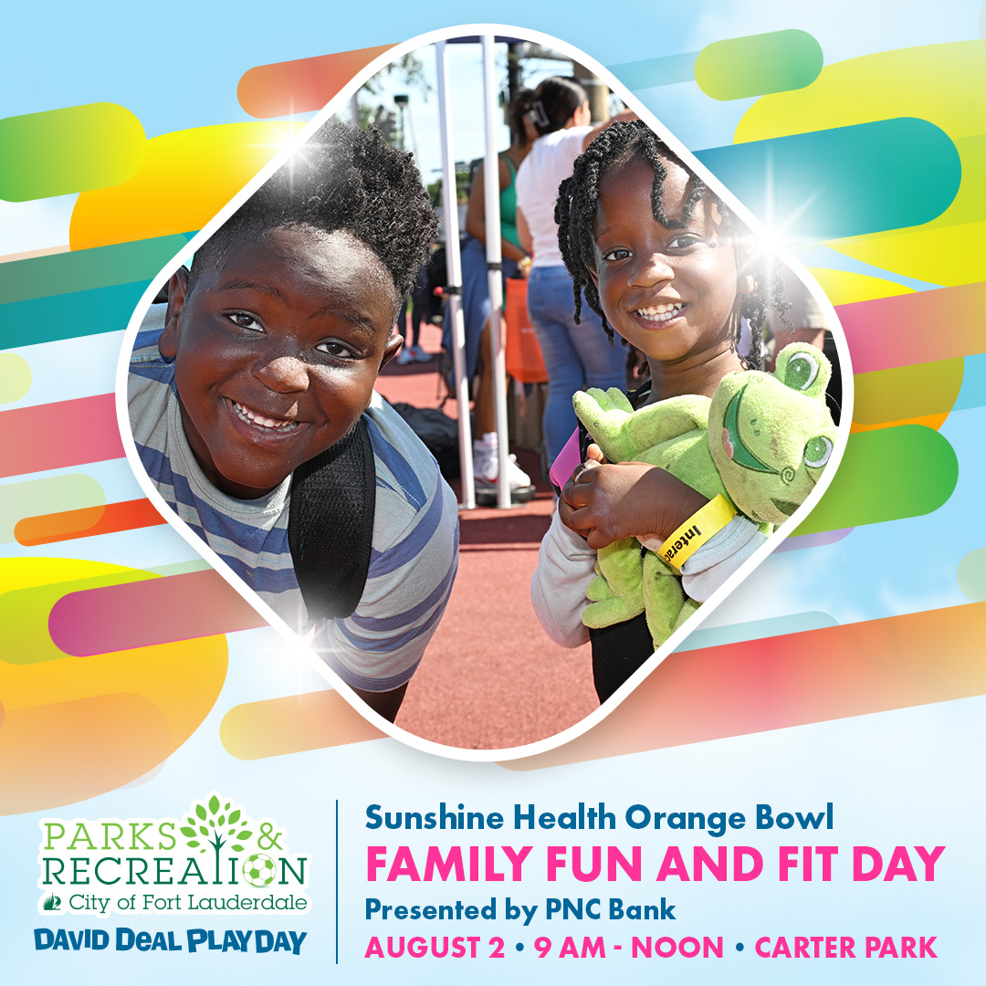 Don’t miss the Sunshine Health Orange Bowl Playday Family Fun &amp; Fit Day presented by PNC Bank! Enjoy a youth football clinic, free backpacks, school supplies, haircuts, a kids fun zone, music, and more! For more information, visit ftlcity.info/3GFF6og.

#WeAreFTL @ftlcitynews