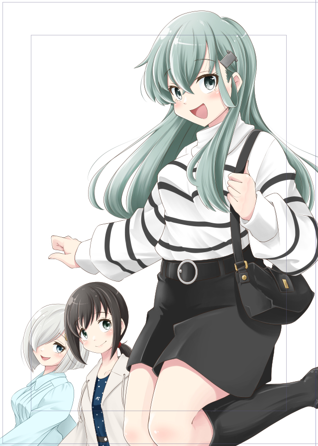 flat2105's tweet image. 夏コミ新刊用の表紙の最中…
とりあえず鈴谷達はこんなカンジかな…(・ω・`)