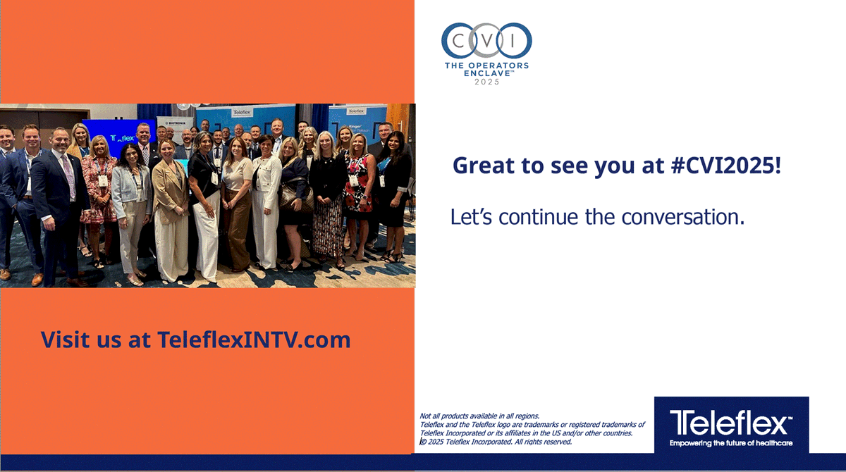TeleflexCardiol's tweet image. Thank you for joining us at #CVI2025! Let's continue the conversation. 

Learn more about our interventional portfolio as unique as your patients by visiting spklr.io/6012BExBw

Rx Only.
#Teleflex #TeleflexInterventional