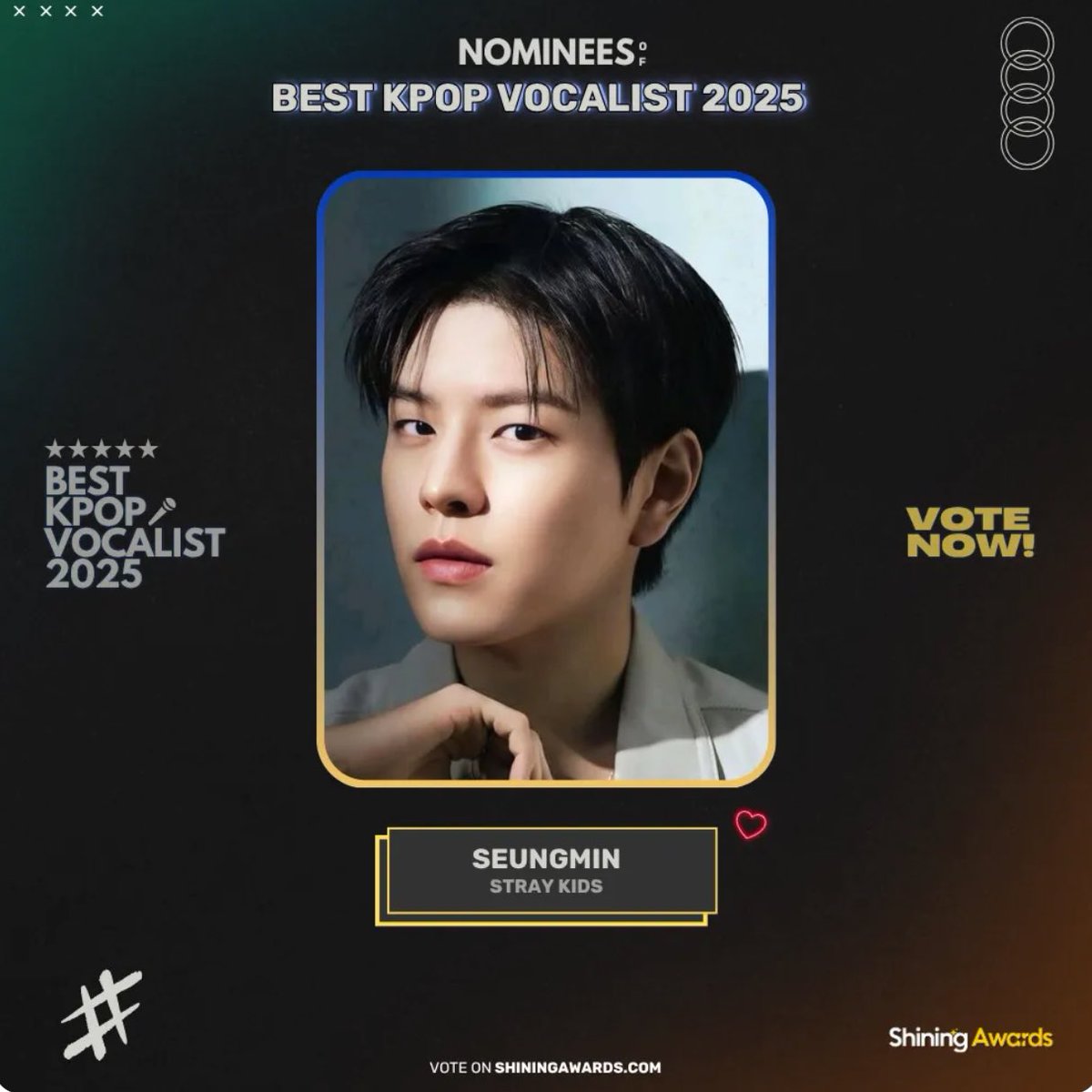 hi hi vote for seungmin it’s literally free and you don’t have to download anything (you can vote once per hour)

shiningawards.com/?p=42402