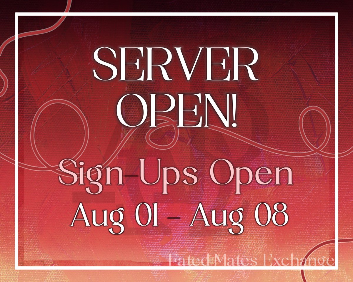 what's this another round!! The server is open, and sign ups will start on August first. If you want to join the server, please fill out this form 

forms.gle/ikRQBLyij8mMNp…