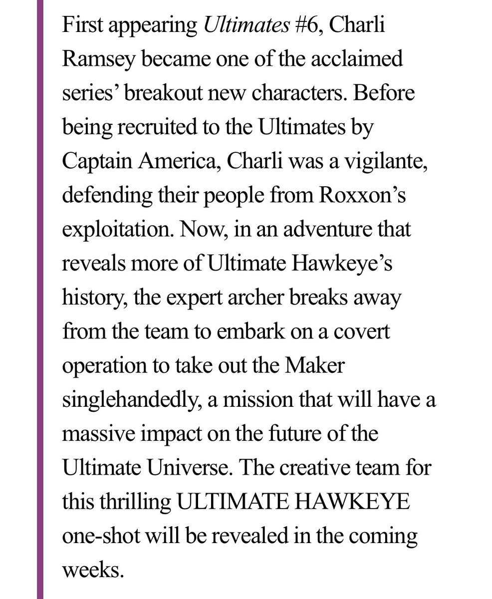 nonhawkary's tweet image. I’m so excited for Ultimate Hawkeye on 9/3!! It’s going to be so good I just know it 😁💜