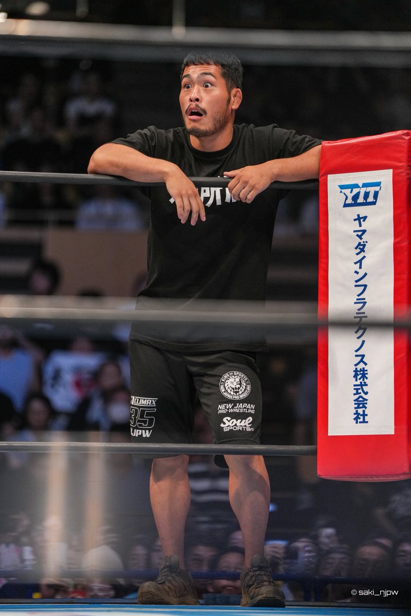 saki_njpw's tweet image. 2025.7.26 大田区総合体育館
セコンドのロッキーに「泣かすぞコノヤロー」3回も言ってた😆
#永井大貴 #俺たちの永井
#G1CLIMAX35 #njpw