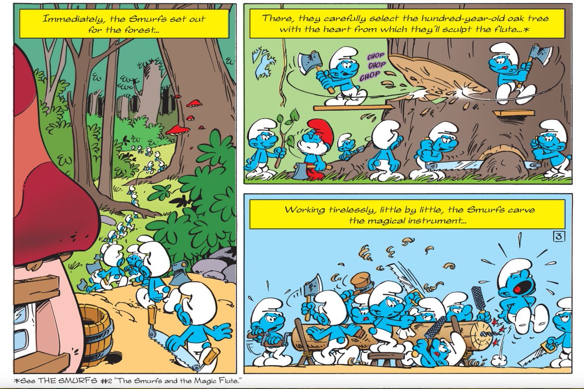 RCbot's tweet image. 'The Flute Smurfers' (2008). "Smurfs & Friends Volume 1." By Thierry Culliford. Luc Parthoens. Jeroen De Connick. Nine Culliford. Le Lombard. #Smurfs #art #magicflute #Peyo #childrens #comics #books #mentalhealth #johan #peewit #smurfsmovie #music #alderic #story
