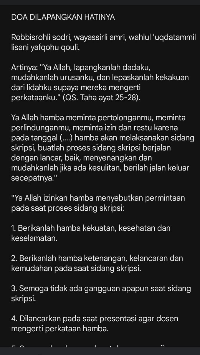 theclues_'s tweet photo. AMALAN SEBELUM SIDANG✨

oiya kemaren gue mau share amalan sebelum sidang dan ini terbukti banget di gue, dosen killer h-jam gabisa dateng, skripsi beneran di puji, lisan di lancarkan buat ngejawab pertanyaan, suasana sidang seruuw, lulus dengan predikat cumlaude. 
semangat oll✨ https://t.co/guziI97O5e